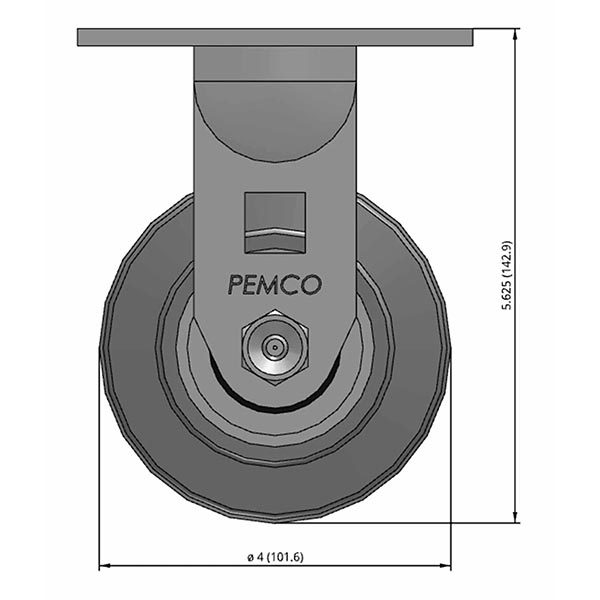Side view drawing of caster with dimensions